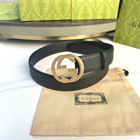 Gucci Interlocking Gold G Belt - Black new - Picture 2 of 6